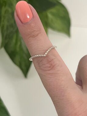 Pandora Beaded Wishbone Ring, 925, Size 6